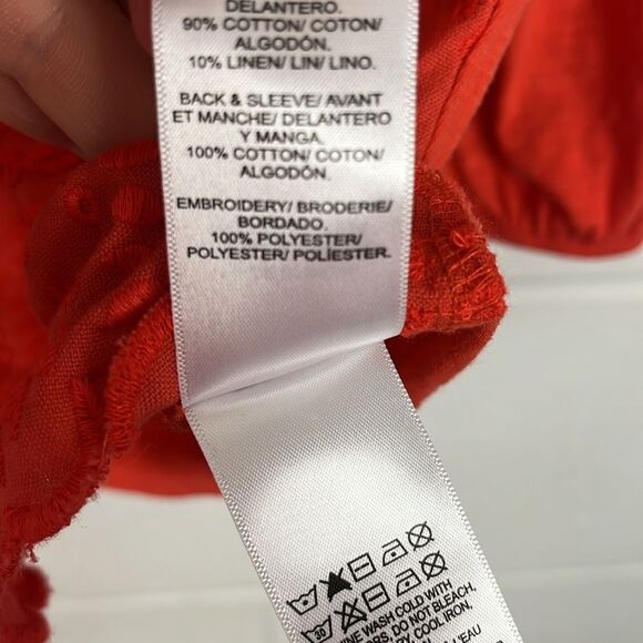 Lucky Brand v-neck linen blend embroidered blouse - Picture 3 of 6